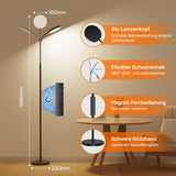ANTENLICHT NOVA Stehlampe LED | Sofa stehlampe dimmbar mit Fernbedienung | 4 Farbtemperaturen & 4 Helligkeiten | 30 Min & 1 Stunden Timer | 18W Stehleuchte Schwarz für Schlafzimmer, Wohnzimmer, Büro [Energieklasse E]