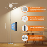 ANTENLICHT NOVA Stehlampe LED | Sofa stehlampe dimmbar mit Fernbedienung | 4 Farbtemperaturen & 4 Helligkeiten | 30 Min & 1 Stunden Timer | 18W Stehleuchte Silber für Schlafzimmer, Wohnzimmer, Büro [Energieklasse E]