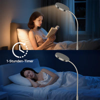 ANTENLICHT NOVA Stehlampe LED | Sofa stehlampe dimmbar mit Fernbedienung | 4 Farbtemperaturen & 4 Helligkeiten | 30 Min & 1 Stunden Timer | 18W Stehleuchte Silber für Schlafzimmer, Wohnzimmer, Büro [Energieklasse E]