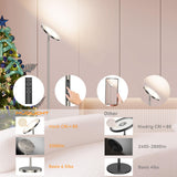 Deckenfluter LED Dimmbar Silber 30W, Stehlampe Dimmbar mit 6 Szenemodi, 3000K-6000K Stehleuchte Wohnzimmer mit Fernbedienung&Touch Steuerung, Standlampe LED für Schlafzimmer, Büro