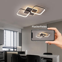 ANTENLICHT LED Deckenleuchte Wohnzimmer 40W 4500LM mit Fernbedienung Stufenlos Dimmbar 2700-6500K, Wohnzimmerlampe mit Memory-Funktion aus Metall für Schlafzimmer Esszimmer Flur Kinderzimmer, Schwarz