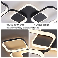 ANTENLICHT LED Deckenleuchte Wohnzimmer 50W 5600LM mit Fernbedienung Stufenlos Dimmbar 2700-6500K, Wohnzimmerlampe mit Memory-Funktion aus Metall für Schlafzimmer Esszimmer Flur Kinderzimmer, Schwarz