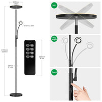 Stehlampe Dimmbar 4200LM, 3000-6000K Stehlampe Wohnzimmer, Deckenfluter LED Dimmbare mit Fernbedienung & Touch-Steuerung, Stehleuchte Leselampe für Schlafzimmer Büro Höhle, Schwarz