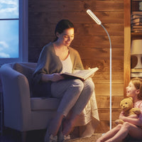 Anten Stehlampe Dimmbar Weiß | 12W 1200lm LED Stehleuchte Wohnzimmer mit Fernbedienung & Touch-Steuerung | 4 Farbtemperatur 3K-6K Leselampe mit 360° Verstellbarem Schwanenhals für Schlafzimmer Büro