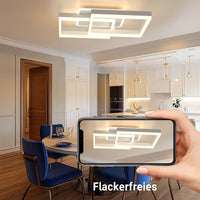 ANTENLICHT LED Deckenlamape Wohnzimmer Modern Geometrisch, 40W Wohnzimmerlampe mit Fernbedienung Stufenlos Dimmbar 3000-6500K, Deckenleuchte aus Metall für Wohnzimmer Schlafzimmer, Weiß