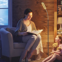 Anten LED Stehlampe Wohnzimmer Schwarz | 12W 1200lm LED Dimmbar Leselampe Bett mit Touch-Steuerung und Fernbedienung | 3000-6000K Stehleuchte mit Schwanenhals 360° Verstellbar für Schlafzimmer Büro