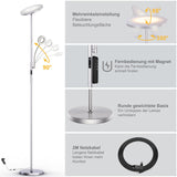 Modlicht 35W Stehlampe LED Dimmbar Silber, 4200LM Deckenfluter LED mit Leselampe, 3000-6000K LED Stehlampe Wohnzimmer mit Fernbedienung & Touch-Steuerung, Stehlampe Leselampe für Schlafzimmer Büro