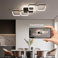 ANTENLICHT LED Deckenleuchte Wohnzimmer 50W 5600LM mit Fernbedienung Stufenlos Dimmbar 2700-6500K, Wohnzimmerlampe mit Memory-Funktion aus Metall für Schlafzimmer Esszimmer Flur Kinderzimmer, Schwarz