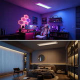 Amdelne LED Panel Deckenleuchte 100x25cm, 3000-6500K + RGB Deckenleuchte Dimmbar, 30W+4W Deckenlampe Lang Flach mit Fernbedienung Nachtlicht Memory-Funktion für Wohnzimmer Schlafzimmer Büro küche