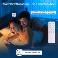 ANTENLICHT LED Deckenleuchte Wohnzimmer 40W 4500LM mit Fernbedienung Stufenlos Dimmbar 2700-6500K, Wohnzimmerlampe mit Memory-Funktion aus Metall für Schlafzimmer Esszimmer Flur Kinderzimmer, Schwarz