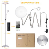 Modlicht 35W Stehlampe LED Dimmbar Silber, 4200LM Deckenfluter LED mit Leselampe, 3000-6000K LED Stehlampe Wohnzimmer mit Fernbedienung & Touch-Steuerung, Stehlampe Leselampe für Schlafzimmer Büro