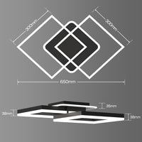 ANTENLICHT LED Deckenlamape Wohnzimmer Modern Geometrisch, 40W Wohnzimmerlampe mit Fernbedienung Stufenlos Dimmbar 3000-6500K, Deckenleuchte aus Metall für Wohnzimmer Schlafzimmer, Schwarz