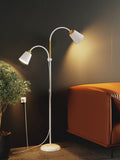 Anten Stehlampe mit leselampe Wohnzimmer Valis | E27 Fassung max. 60W | 360° Schwenkbare 2 Lampenköpfe Stehleuchte | moderne Metall Sofa Lampe mit Höhe 159 cm | für Schlafzimmer Weiß ohne Birne