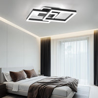 ANTENLICHT LED Deckenlamape Wohnzimmer Modern Geometrisch, 40W Wohnzimmerlampe mit Fernbedienung Stufenlos Dimmbar 3000-6500K, Deckenleuchte aus Metall für Wohnzimmer Schlafzimmer, Schwarz
