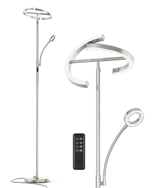 mit Dimmbar | Silber-Stehleuchte 20W KAKA- LED Stehlampe Anten flexibl