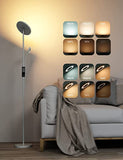 Anten København| Stehlampe LED Dimmbar 30W Deckenfluter mit Verstellbare 5W Leselampe,Touch Stehleuchte,Modern Standleuchte ,für Wohnzimmer Schlafzimmer Büro,Silber-Grau
