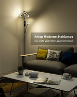 Anten KAKA | Stehlampe LED Dimmbar | Schwarz Stehleuchte 20W mit flexibler 7W Leselampe | Modern deckenfluter mit fernbedienung 2000LM mit 4 Farbtemperatur für Wohnzimmer, Schlafzimmer, Büro, Hotel